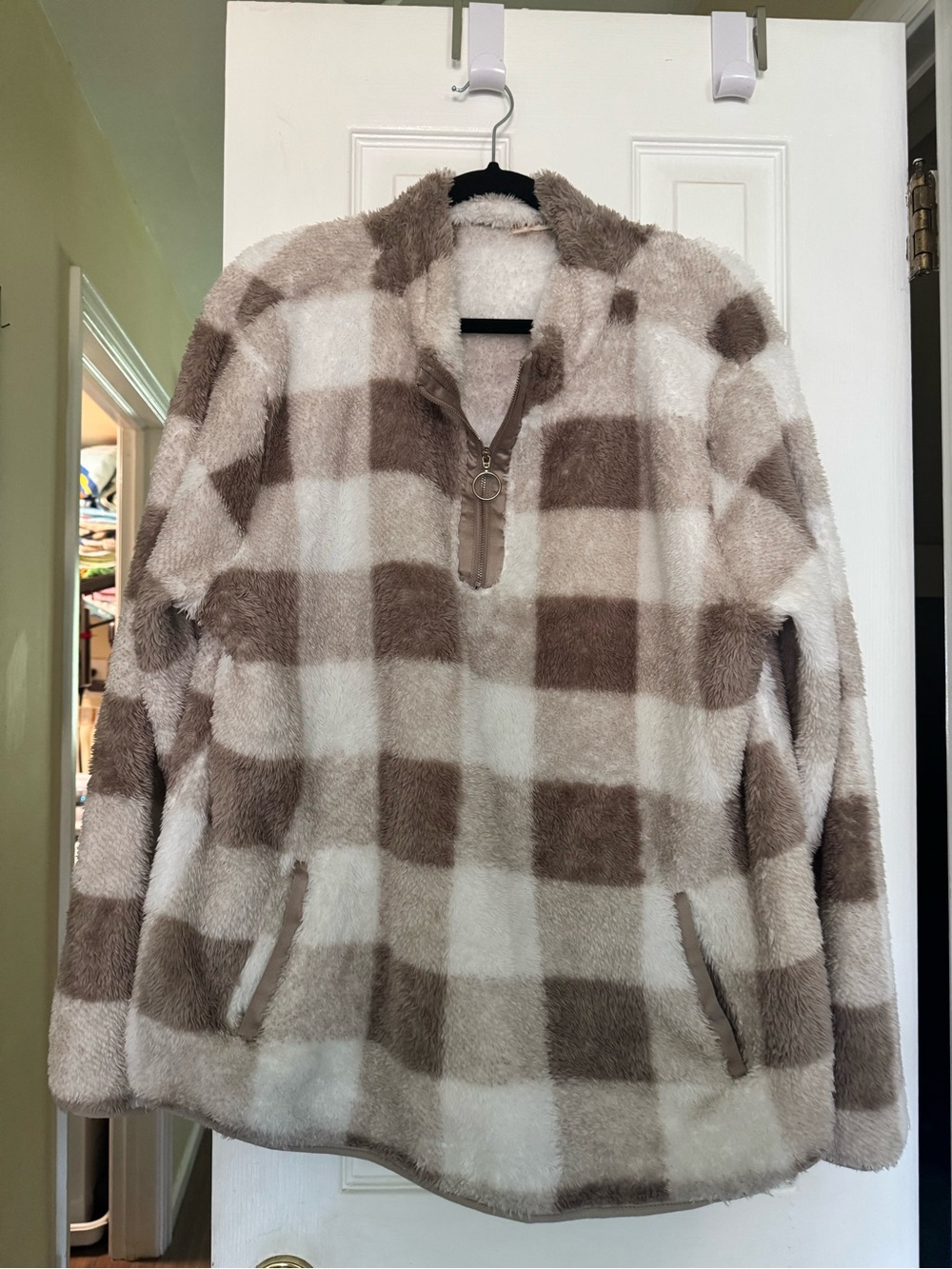 Vanilla Bay Cozy Plush Quarter-Zip Buffalo Plaid Pullover